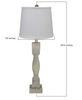 Distressed Washed Wood Finish Table Lamp with Crisp White Shade