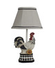 White and Black Rooster with Sunflower and Harlequin Patterned Accent Lamp