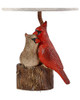 Two Red Cardinals Accent Lamp with White Shade