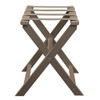 Earth Friendly Taupe Folding Luggage Rack with Dark Tan Straps