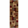 3'x8' Red and Tan Geometric Runner Rug