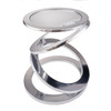 Silver Rings Metal Frame and Glass Top Accent Table