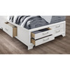 White Rubberwood Full Bed with bookshelves Headboard  LED lightning  6 Drawers