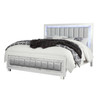 Modern Luxurious White Queen Bed with Padded Headboard  LED Lightning