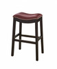 30" Espresso and Red Saddle Style Counter Height Bar Stool