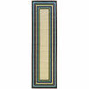 8' Ivory Mediterranean Blue and Lime Border Indoor Outdoor Runner Rug