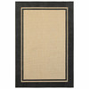 5' x 8' Sand and Black Border Indoor Outdoor Area Rug