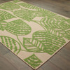 7' x 10' Sand and Lime Green Leaves Indoor Outdoor Area Rug