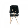 Set of 2 Glam Modern Black Faux Fur Dining Chairs