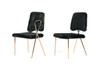 Set of 2 Glam Modern Black Faux Fur Dining Chairs