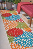 2 x 12 Green Floral Indoor Outdoor Runner Rug