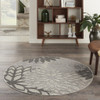 4 Round Silver and Gray Indoor Outdoor Area Rug