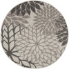 5 Round Silver and Gray Indoor Outdoor Area Rug