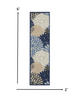 2 x 6 Blue Large Floral Indoor Outdoor Runner Rug