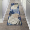 2 x 12 Blue Large Floral Indoor Outdoor Runner Rug