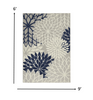 6 x 9 Ivory and Navy Indoor Outdoor Area Rug