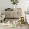 5 Round Ivory Multi Floral Indoor Outdoor Area Rug