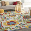 8 x 11 Ivory Multi Floral Indoor Outdoor Area Rug