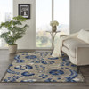 5 x 8 Natural and Blue Indoor Outdoor Area Rug