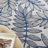 4 x 6' Ivory and Navy Leaves Indoor Outdoor Area Rug