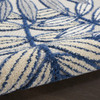 4 Round Ivory and Navy Leaves Indoor Outdoor Area Rug