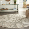 8 Round  Natural Leaves Indoor Outdoor Area Rug