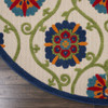 8 Round Blue Vines Indoor Outdoor Area Rug