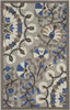 3 x 4 Gray and Blue Vines Indoor Outdoor Area Rug