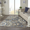 5 x 8 Gray and Blue Vines Indoor Outdoor Area Rug