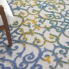 8 x 11 Ivory and Blue Indoor Outdoor Area Rug