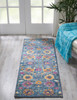 2' x 6 Denim Blue Florals Distressed Runner Rug