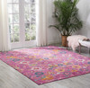 8 x 10 Fuchsia and Orange Distressed Area Rug