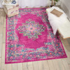 5 x 7 Fuchsia and Blue Distressed Area Rug