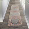 2 x 8 Gray and Gold Medallion Runner Rug