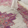 8 x 10' Ivory and Fuchsia Distressed Area Rug