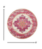 8 Round Ivory and Fuchsia Distressed Area Rug