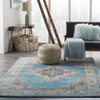 5x7 Light Blue Distressed Medallion Area Rug