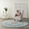 8 Round Light Blue Distressed Medallion Area Rug