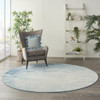 8 Round Light Blue and Ivory Abstract Sky Area Rug