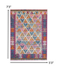 5 x 7 Ivory and Magenta Tribal Pattern Area Rug