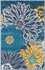 2 x 3 Blue Tropical Flower Scatter Rug