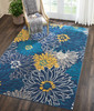 7 x 10 Blue Tropical Flower Area Rug