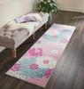 2 x 8 Gray and Pink Tropical Flower Runner Rug