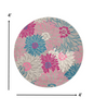 4 Round Gray and Pink Tropical Flower Area Rug