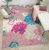 5 x 7 Gray and Pink Tropical Flower Area Rug