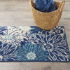 2 x 3 Navy and Ivory Floral Scatter Rug