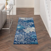 2 x 6 Navy and Ivory Floral Runner Rug