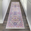 2 x 8 Light Gray and Pink Medallion Runner Rug