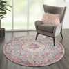 4 Round Gray and Pink Medallion Area Rug