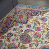 5 x 7 Pink and Blue Floral Medallion Area Rug